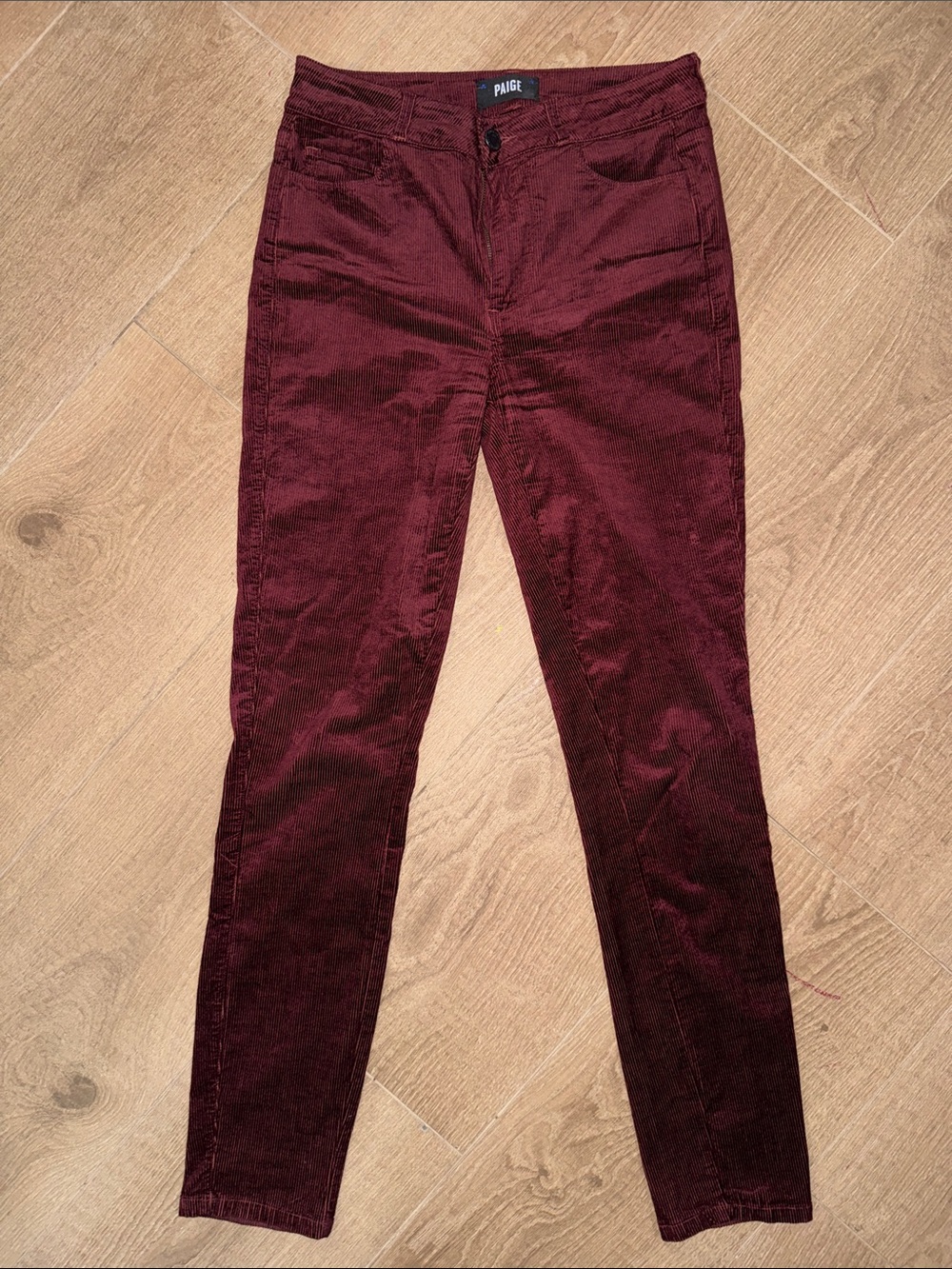PAIGE Wine Red Corduroy Hoxton Ultra Skinny Pants